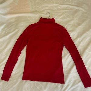 Womens fitted turtleneck top red